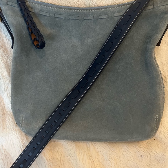 Pretty Coach Blue Suede Bag. Like new. Gold hardware. - Picture 2 of 12